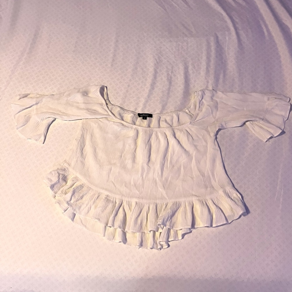 White Off The Shoulder Flowey Top